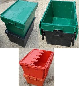 600x400x250 Attached Lidded Crate - Totes-Packs of 5