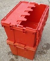600x400x300 Attached Lidded Crate Red-Totes-Packs of 4