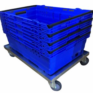 600x400x250 Bale Arm Crate Blue - White Arms - Packs of 7