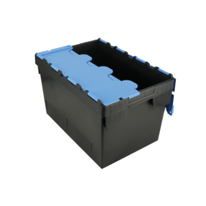 600x400x250 Black Blu Lidded Container (43 Ltr)