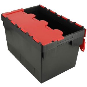 600x400x370  Black Red Lidded Container (70 Ltr)