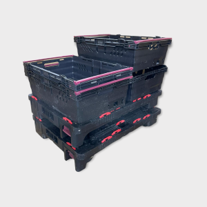 600x400x200 Bale Arm Crate Black - Pink Arms - Packs of 10